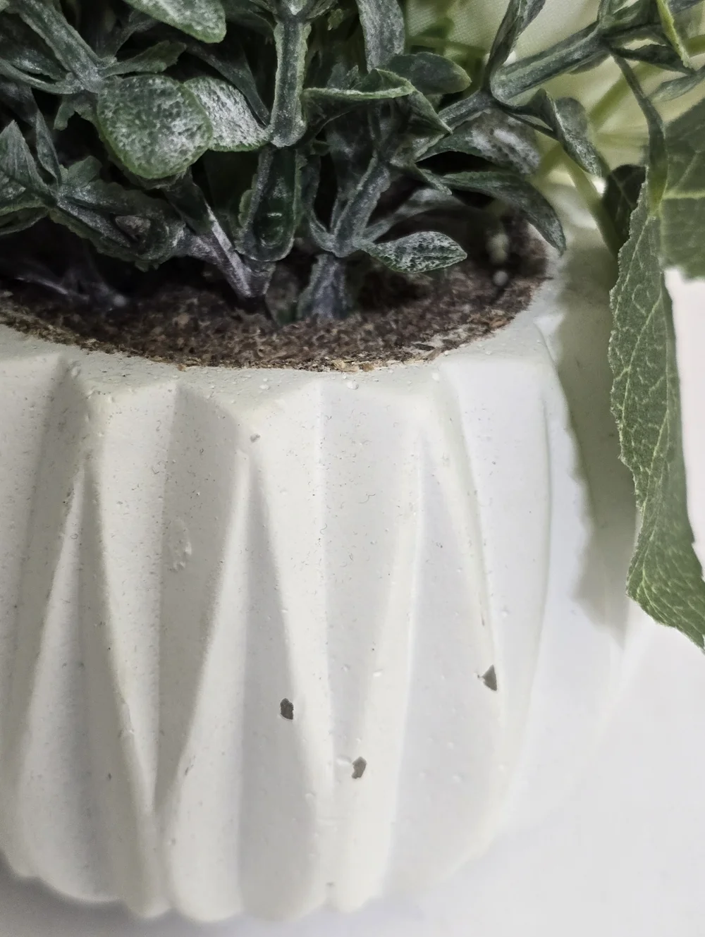 Artificial‎ Floral Arrangement in White Ceramic Planter Set of 2 Solid Weight